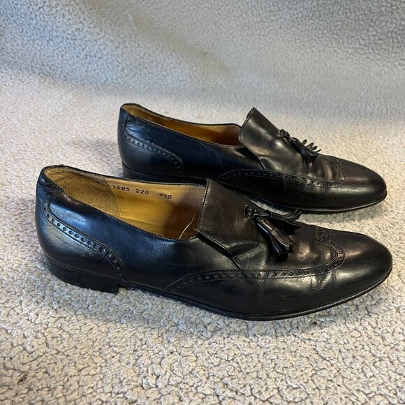 Salvatore Ferragamo Wingtip Loafers Mens 9.5D  Black Leather Tassle Dress Shoes main image 6